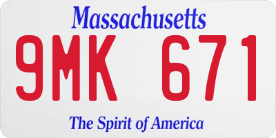 MA license plate 9MK671