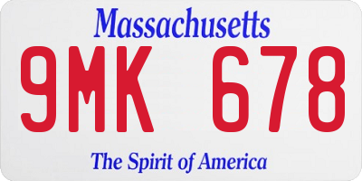 MA license plate 9MK678