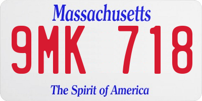 MA license plate 9MK718