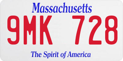 MA license plate 9MK728