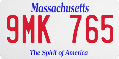 MA license plate 9MK765