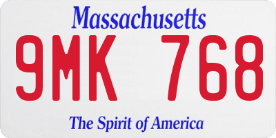 MA license plate 9MK768
