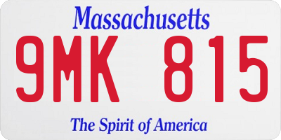 MA license plate 9MK815