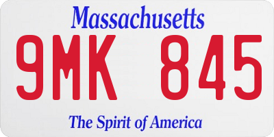 MA license plate 9MK845
