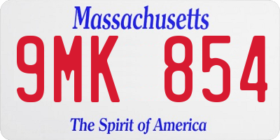 MA license plate 9MK854