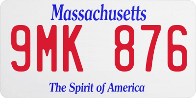 MA license plate 9MK876