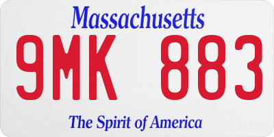MA license plate 9MK883