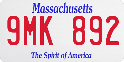 MA license plate 9MK892