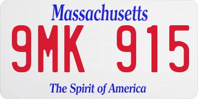 MA license plate 9MK915