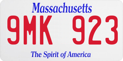 MA license plate 9MK923