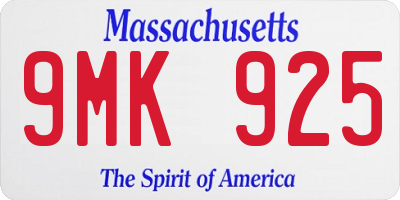 MA license plate 9MK925