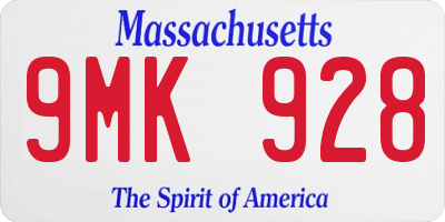 MA license plate 9MK928