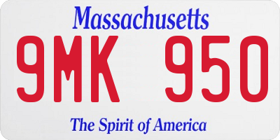 MA license plate 9MK950