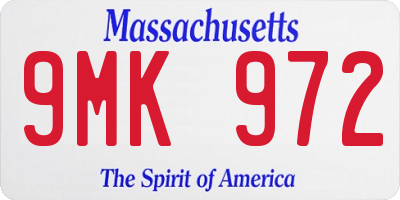 MA license plate 9MK972