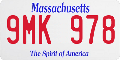 MA license plate 9MK978