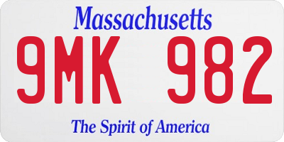 MA license plate 9MK982