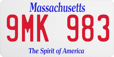 MA license plate 9MK983