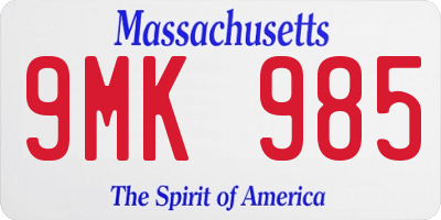 MA license plate 9MK985