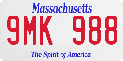 MA license plate 9MK988