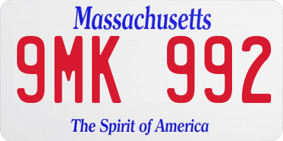 MA license plate 9MK992