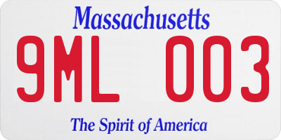 MA license plate 9ML003