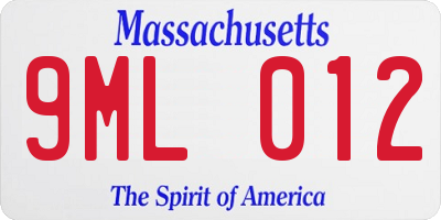 MA license plate 9ML012