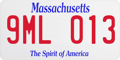 MA license plate 9ML013