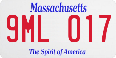 MA license plate 9ML017