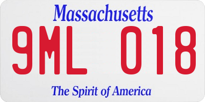 MA license plate 9ML018