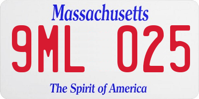 MA license plate 9ML025