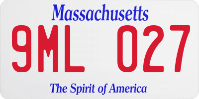 MA license plate 9ML027
