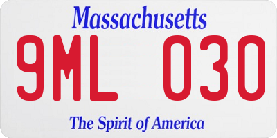 MA license plate 9ML030