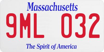 MA license plate 9ML032