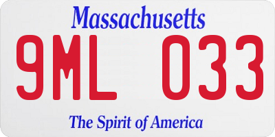 MA license plate 9ML033