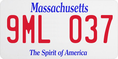 MA license plate 9ML037