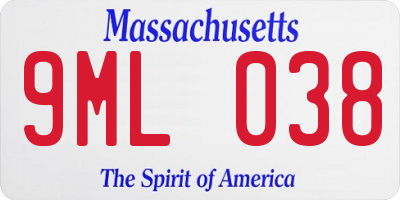 MA license plate 9ML038