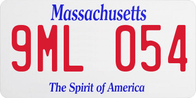 MA license plate 9ML054