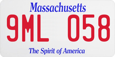 MA license plate 9ML058