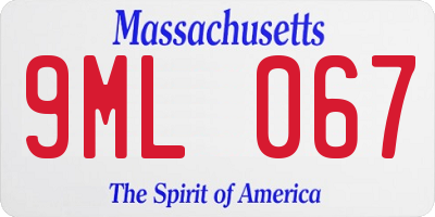 MA license plate 9ML067