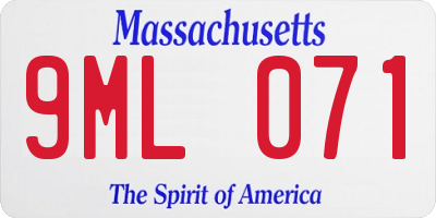 MA license plate 9ML071
