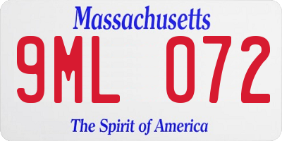 MA license plate 9ML072