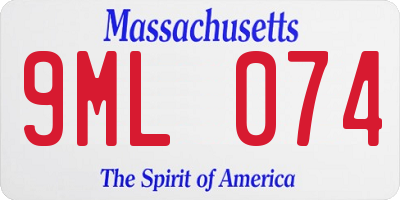 MA license plate 9ML074
