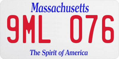 MA license plate 9ML076