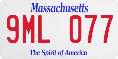 MA license plate 9ML077