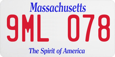 MA license plate 9ML078