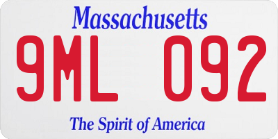 MA license plate 9ML092
