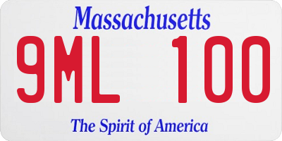 MA license plate 9ML100