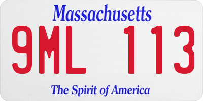 MA license plate 9ML113