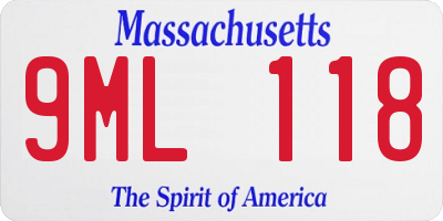 MA license plate 9ML118