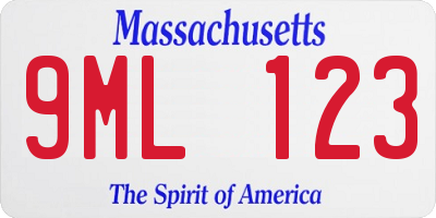 MA license plate 9ML123
